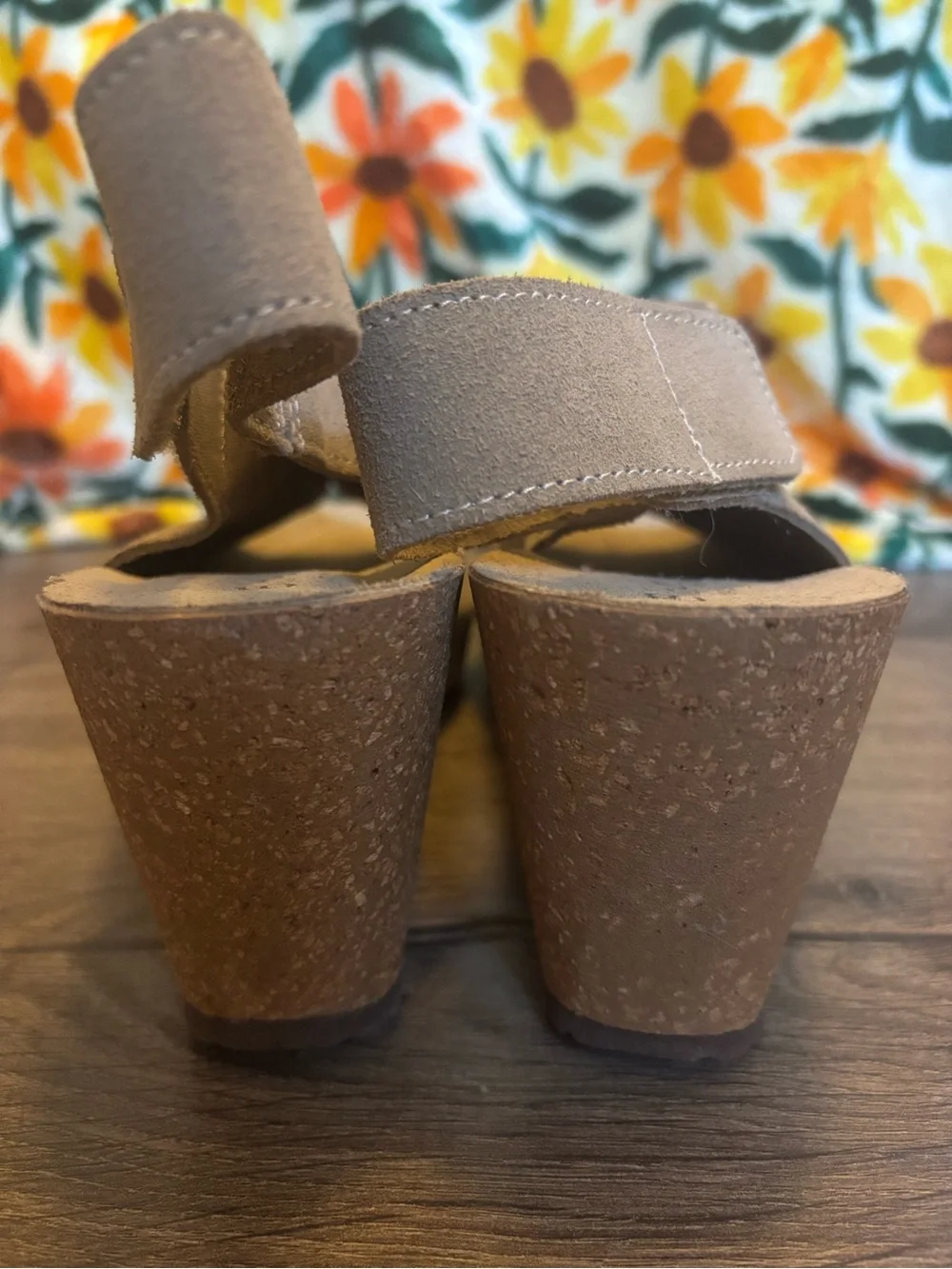 Open-Toe Suede Slingback Wedge Sandals - Taupe